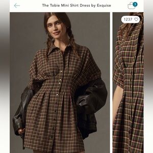 Anthropologie Plaid Tobie Mini Dress